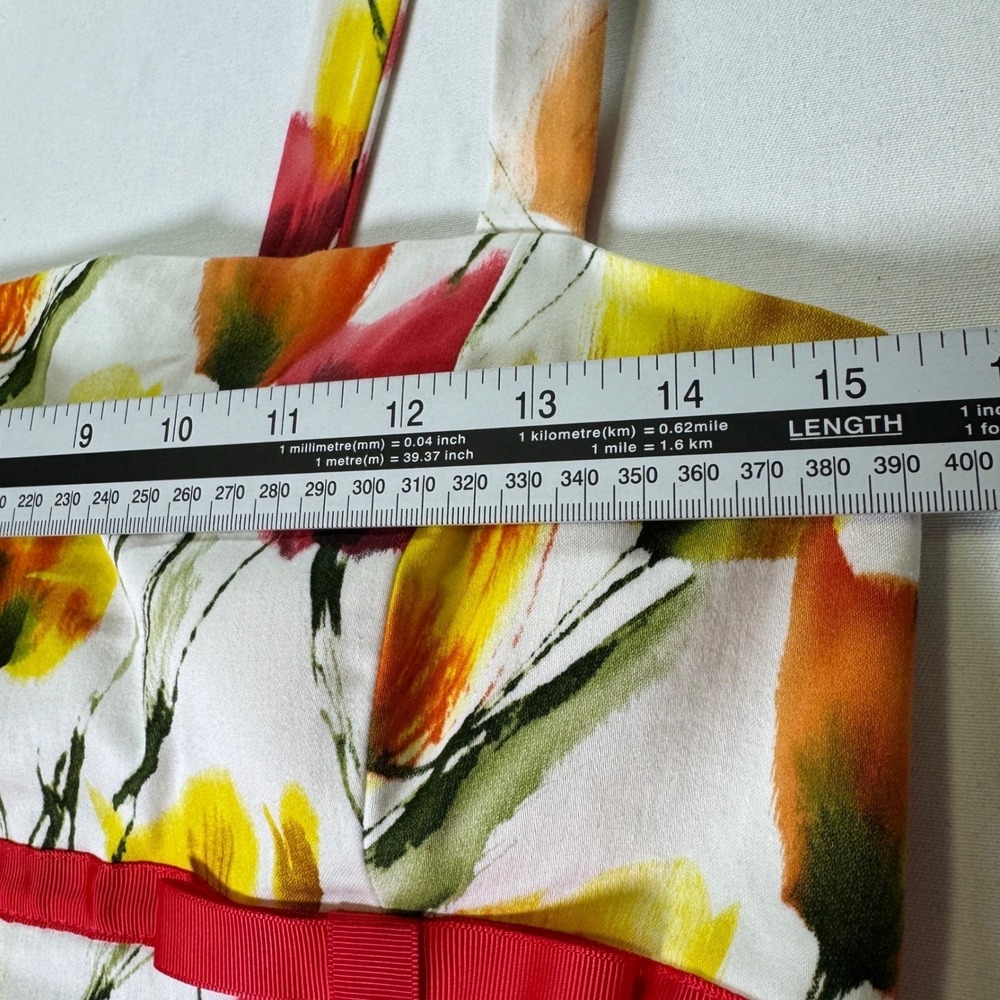 Madison Leigh Petite 10 Floral Tulip Print Ruffle Hem Summer Sundress Red Yellow - Picture 6 of 8